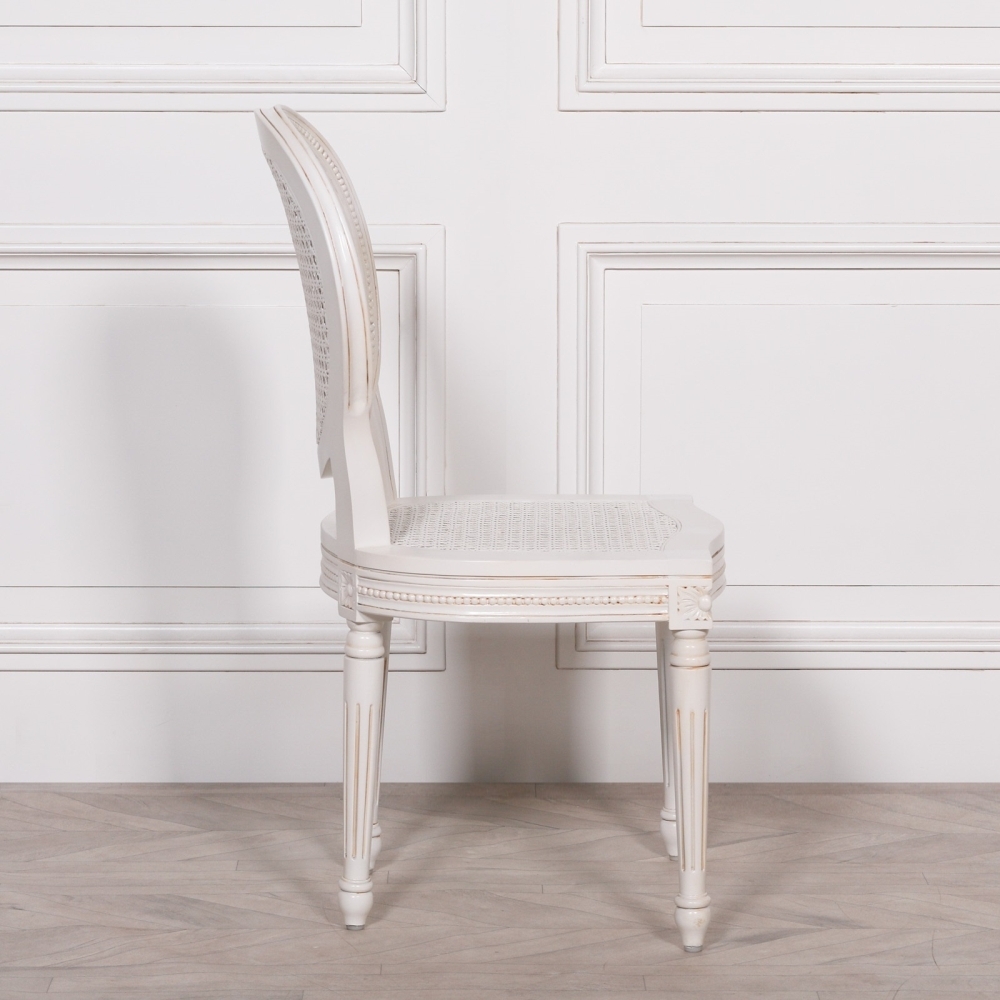 Product photograph of Lomira French Antique Style White Rattan Dinning Chair from Choice Furniture Superstore.